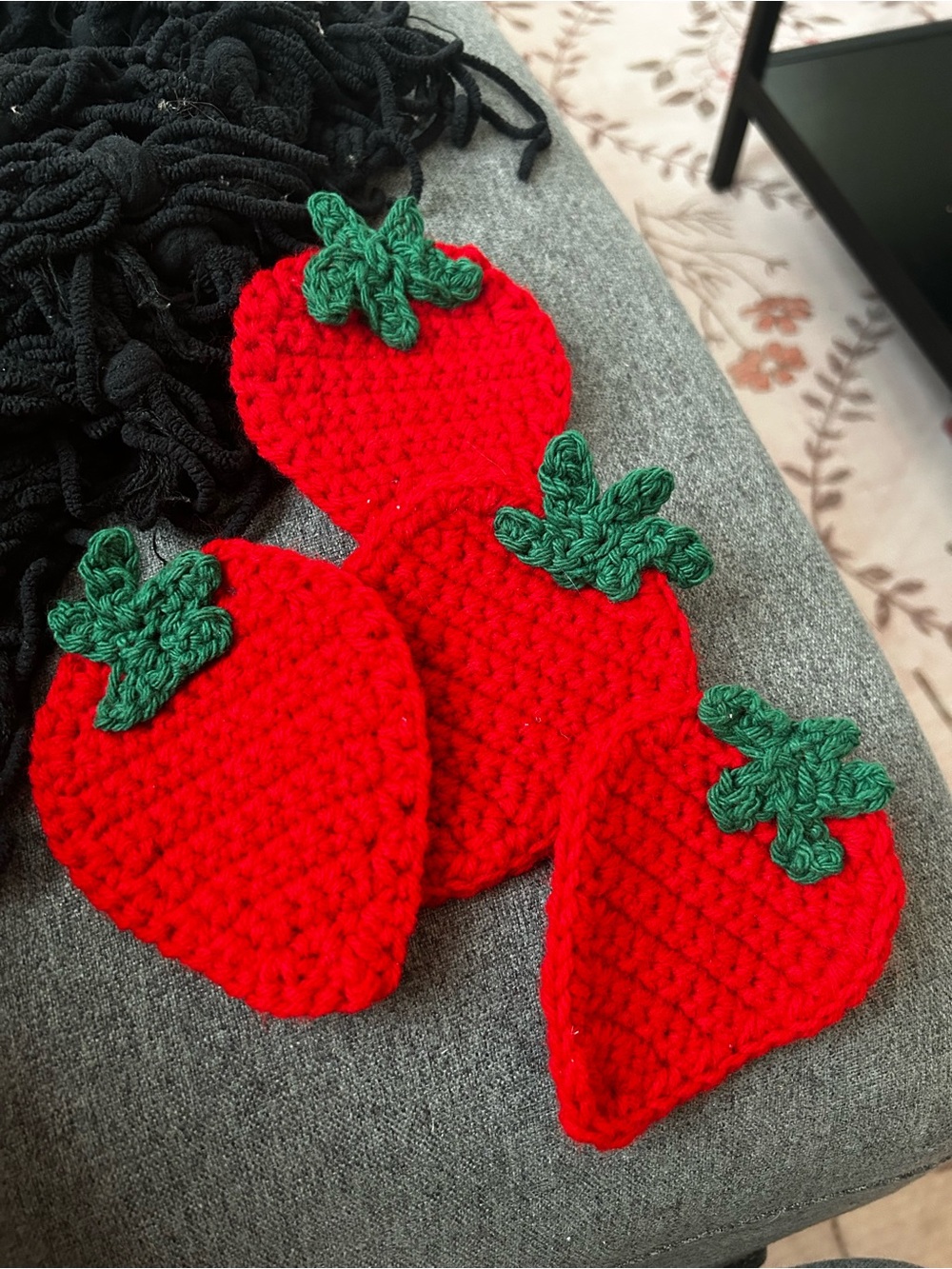 MADE TO ORDER Strawberry Crochet Coasters (4)